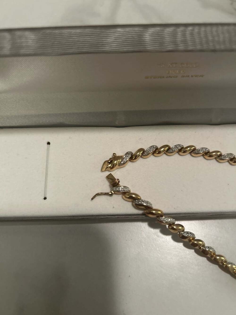 18KT Gold Over Sterling Silver San Marco Diamond Accent Link Necklace - Picture 2 of 3